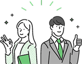 グッドサインをしているビジネスパーソンの男女