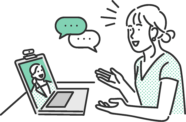 オンライン面談をしている受講生と講師